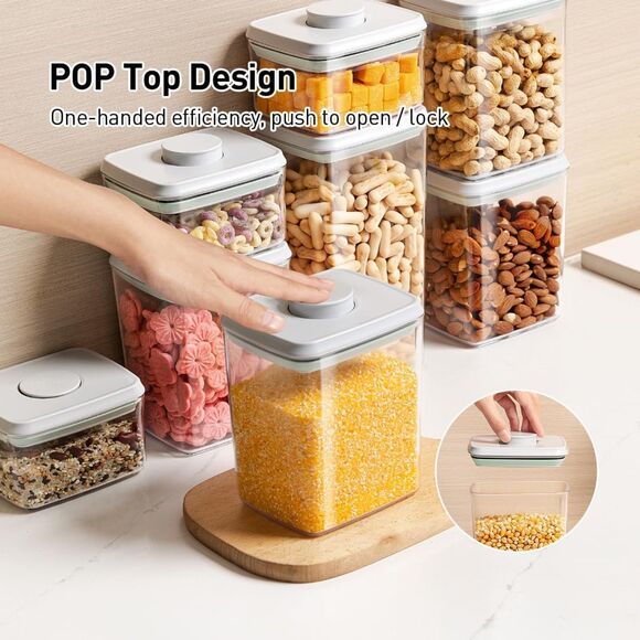 Food Storage Containers with Lids 2.9Qt 2Pcs Airtight Pop Food Storage Container - Picture 2 of 6